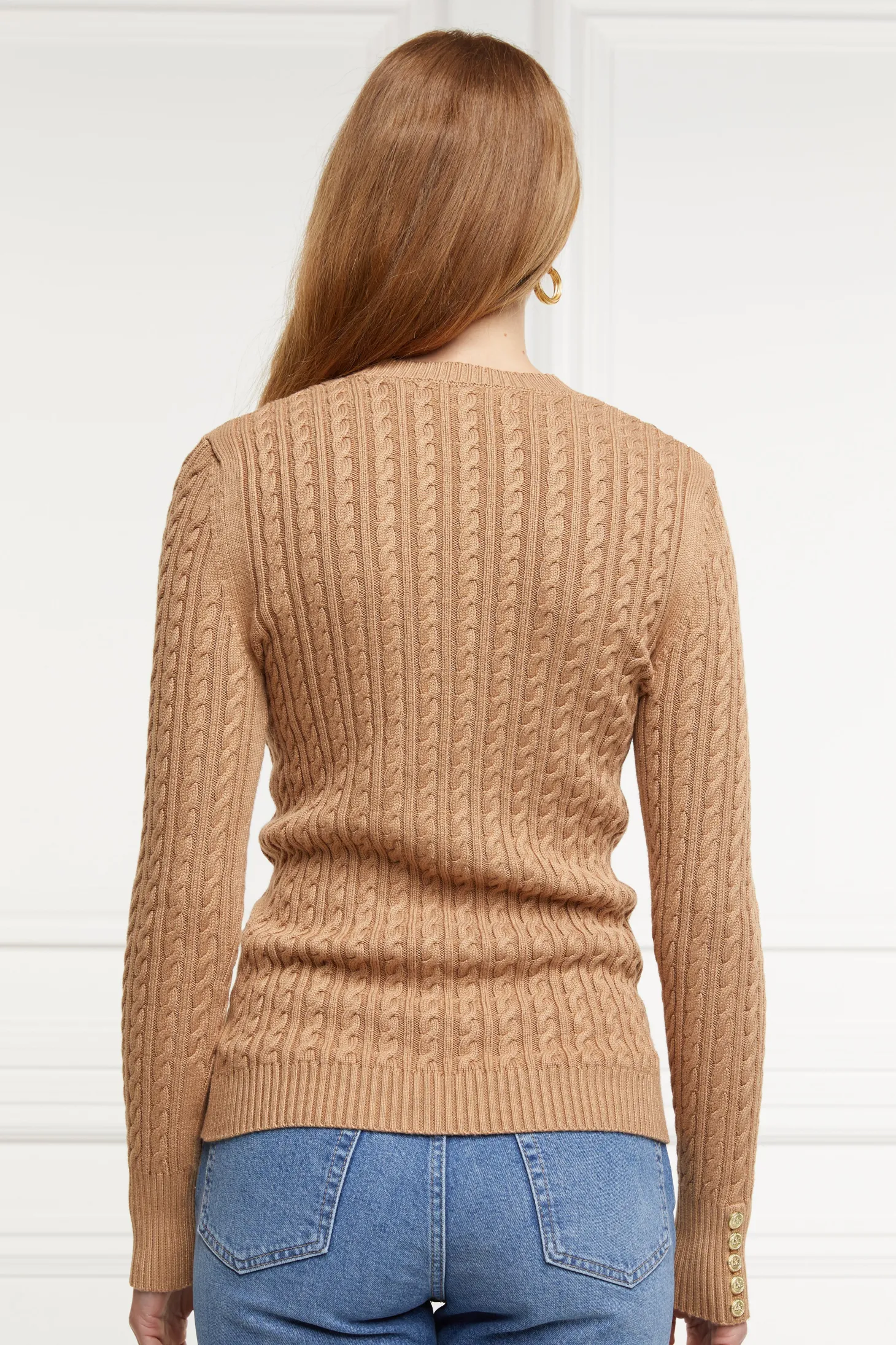 Women Holland Cooper Knitwear | Seattle Cable Crew Knit (Dark Camel)