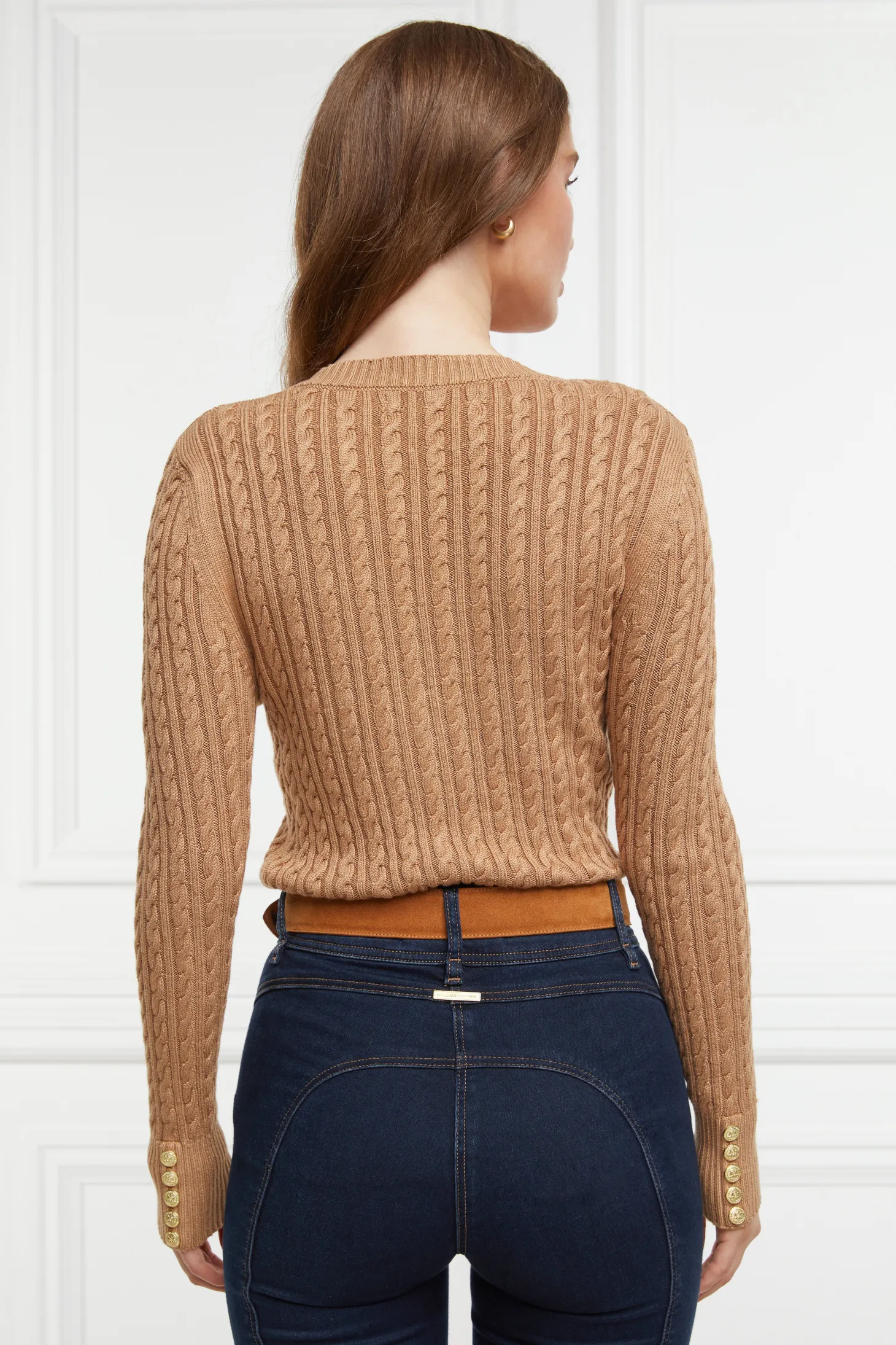 Women Holland Cooper Knitwear | Seattle V-Neck Knit (Dark Camel)