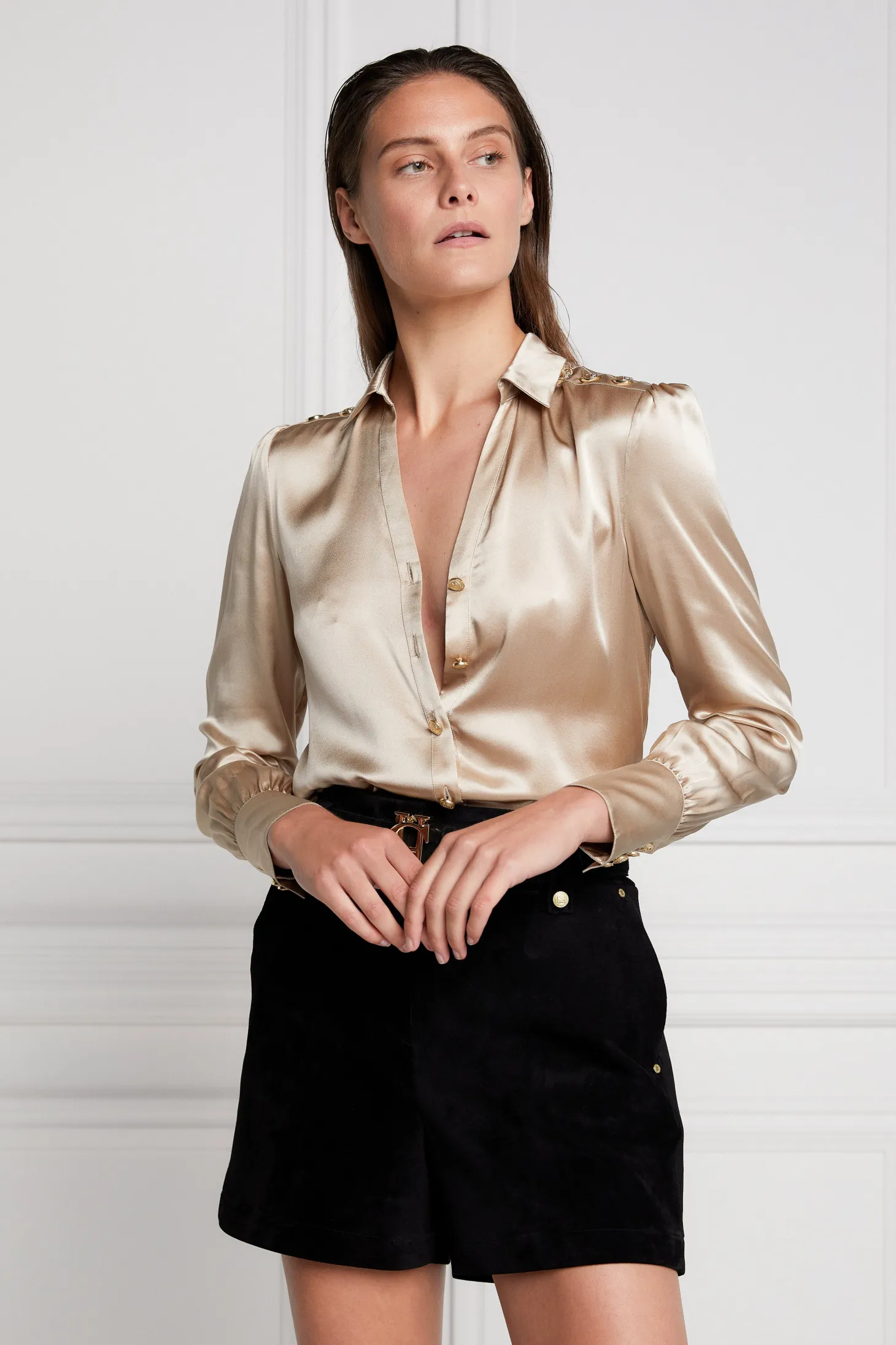 Women Holland Cooper Shirts & Blouses | Silk V-Neck Blouse