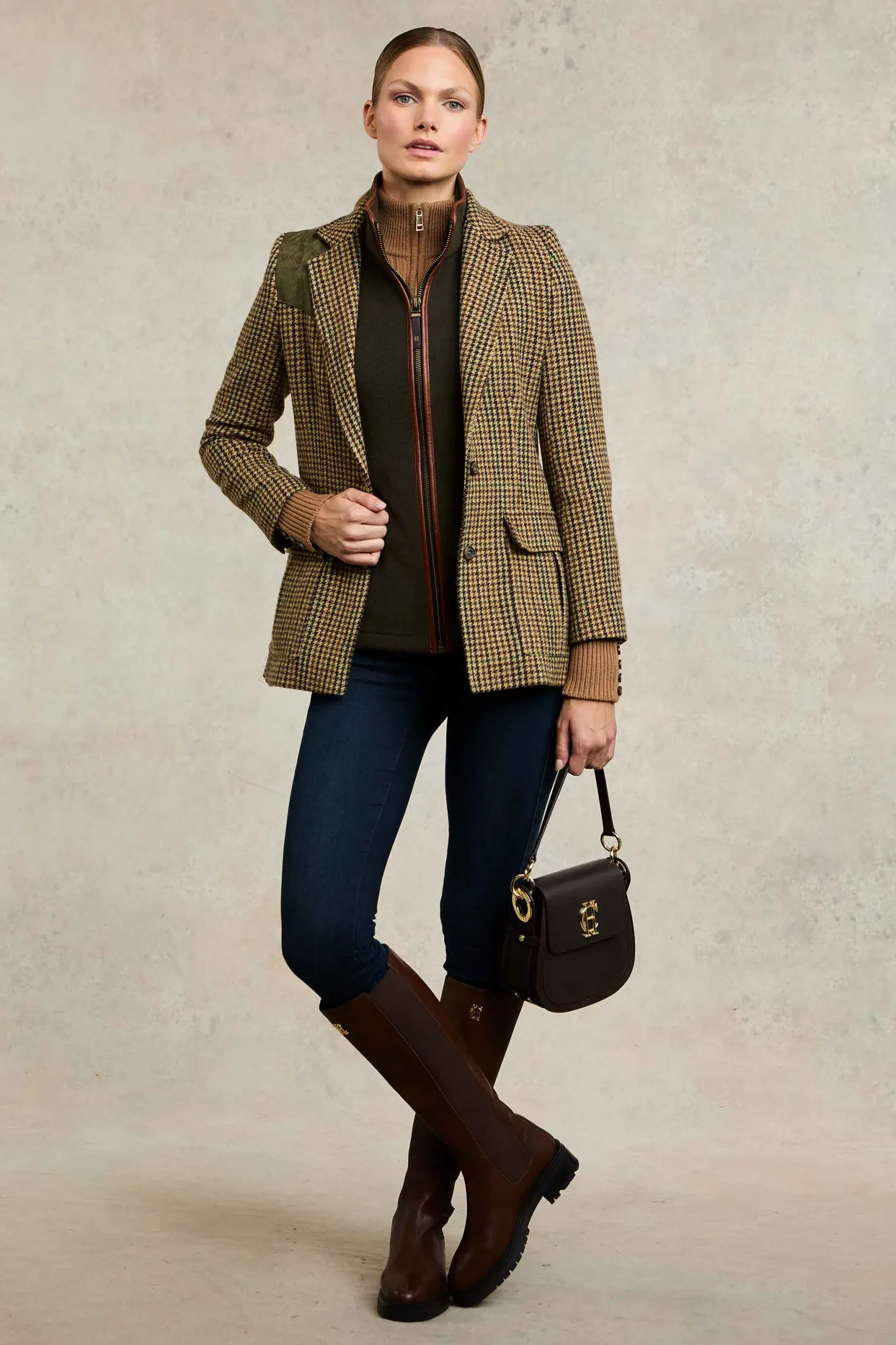 Women Holland Cooper Blazers | Tailoring | Single Breasted Field Blazer (Hailes Green Tweed)