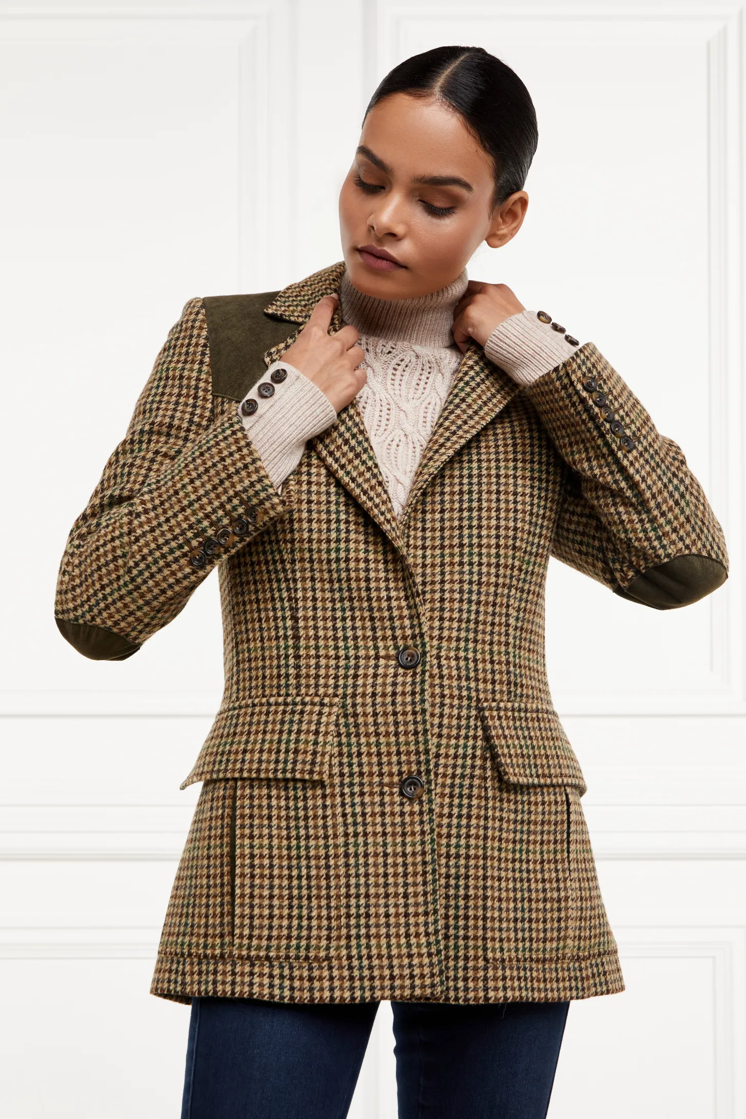 Women Holland Cooper Blazers | Tailoring | Single Breasted Field Blazer (Hailes Green Tweed)