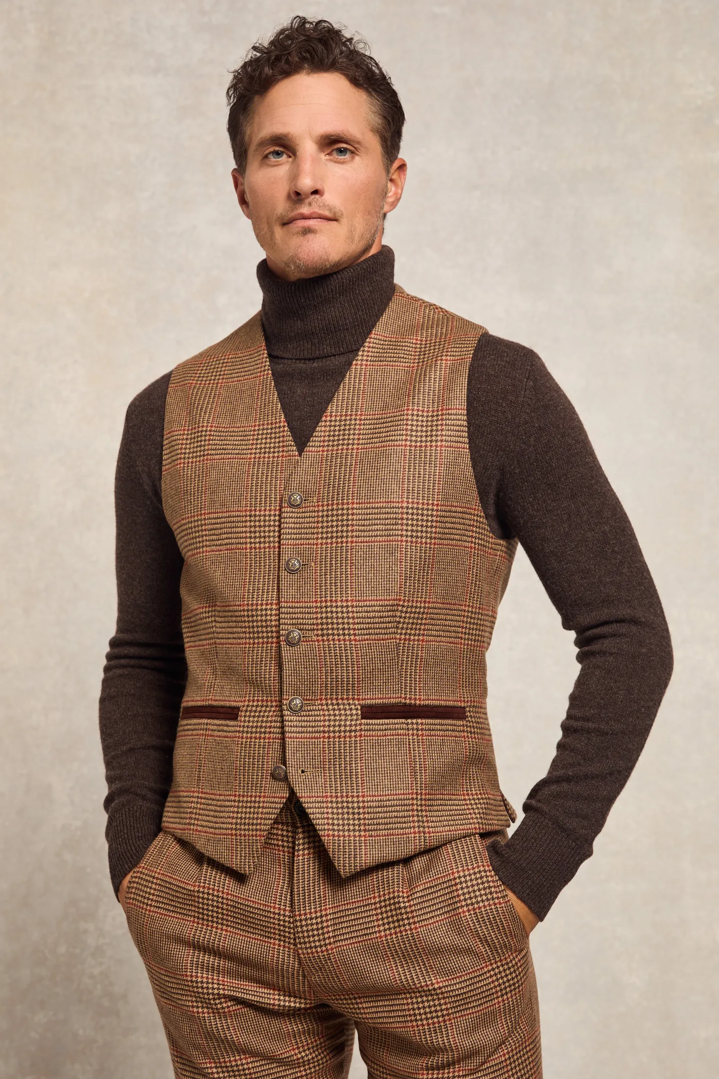 Holland Cooper Waistcoats | St James Waistcoat (Clarence Check Merlot)