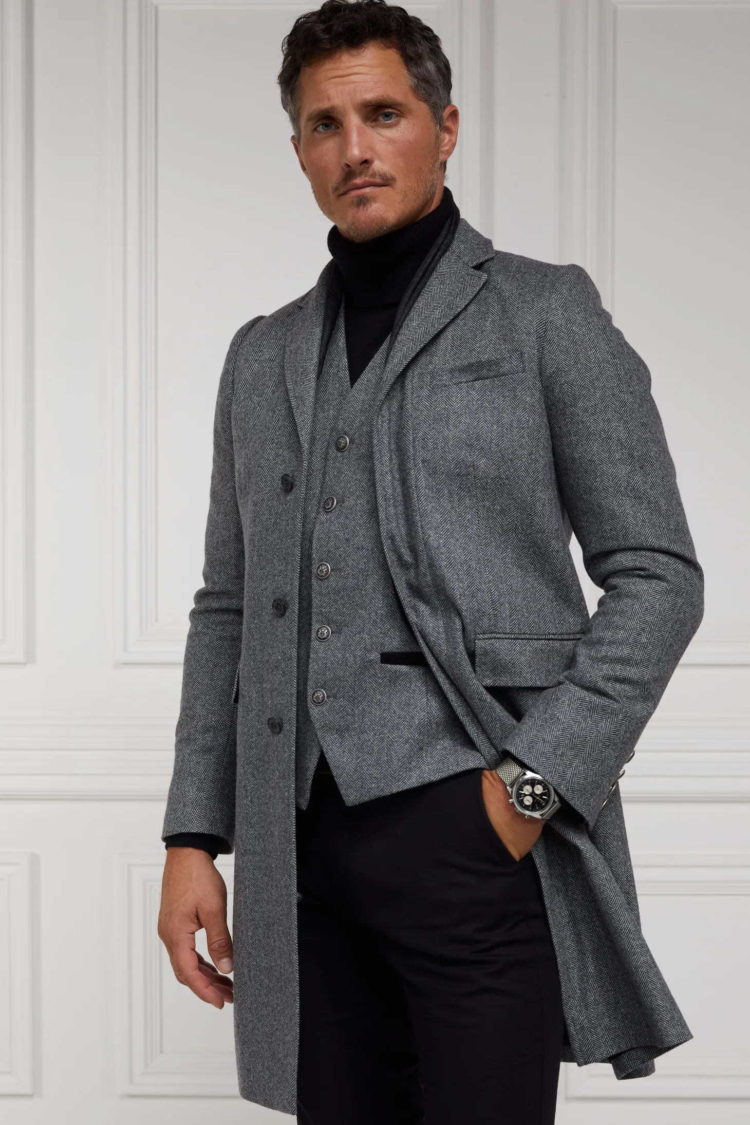 Holland Cooper Coats | The Cheltenham Coat (Mono Herringbone)