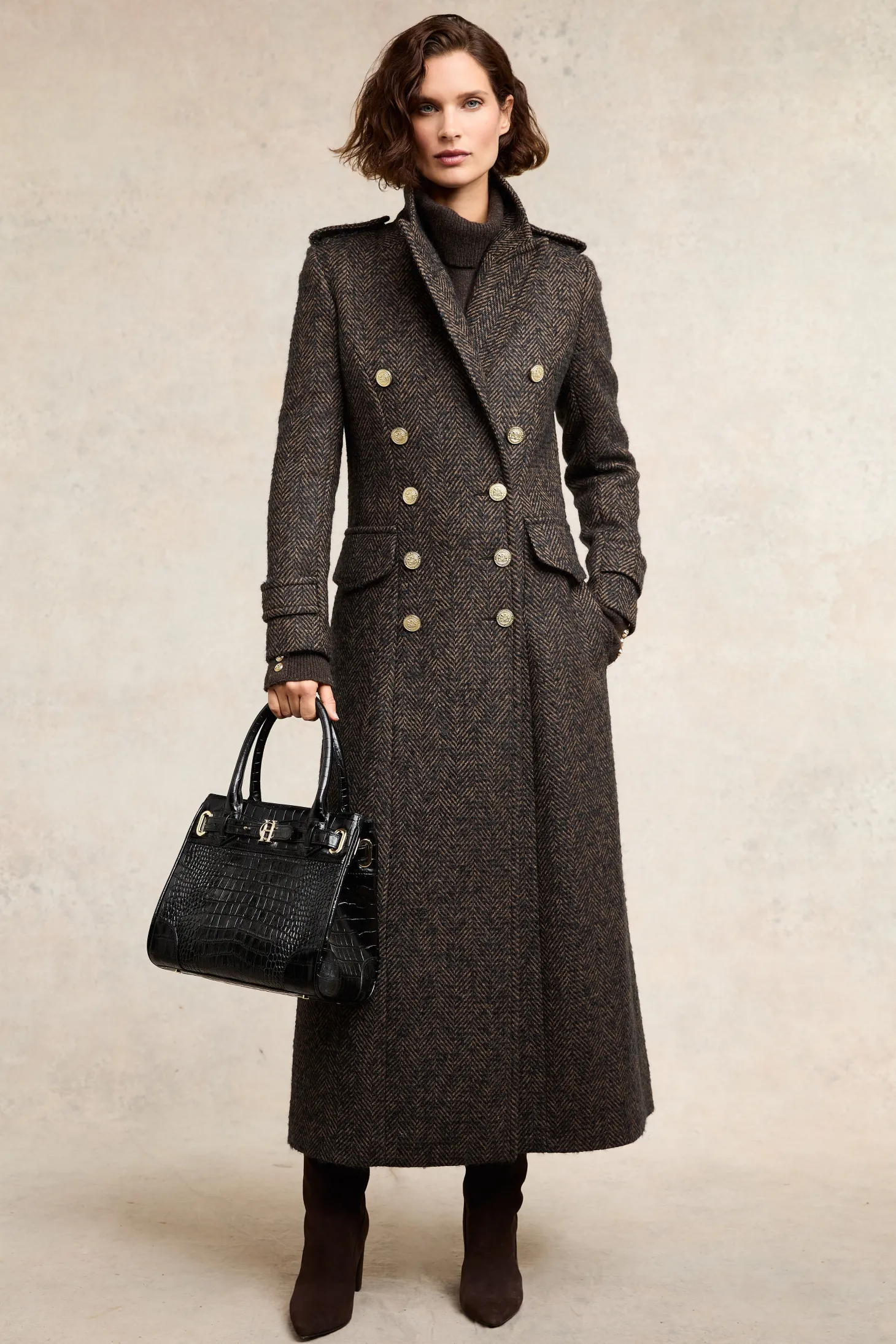 Women Holland Cooper Coats | Tailoring | The Great Coat (Walnut Herringbone)