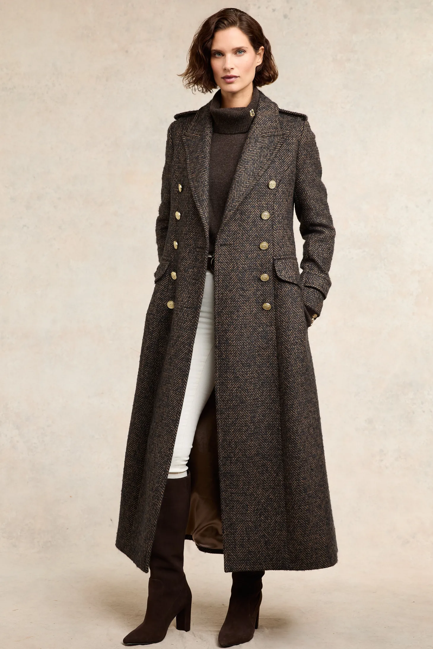 Women Holland Cooper Coats | Tailoring | The Great Coat (Walnut Herringbone)