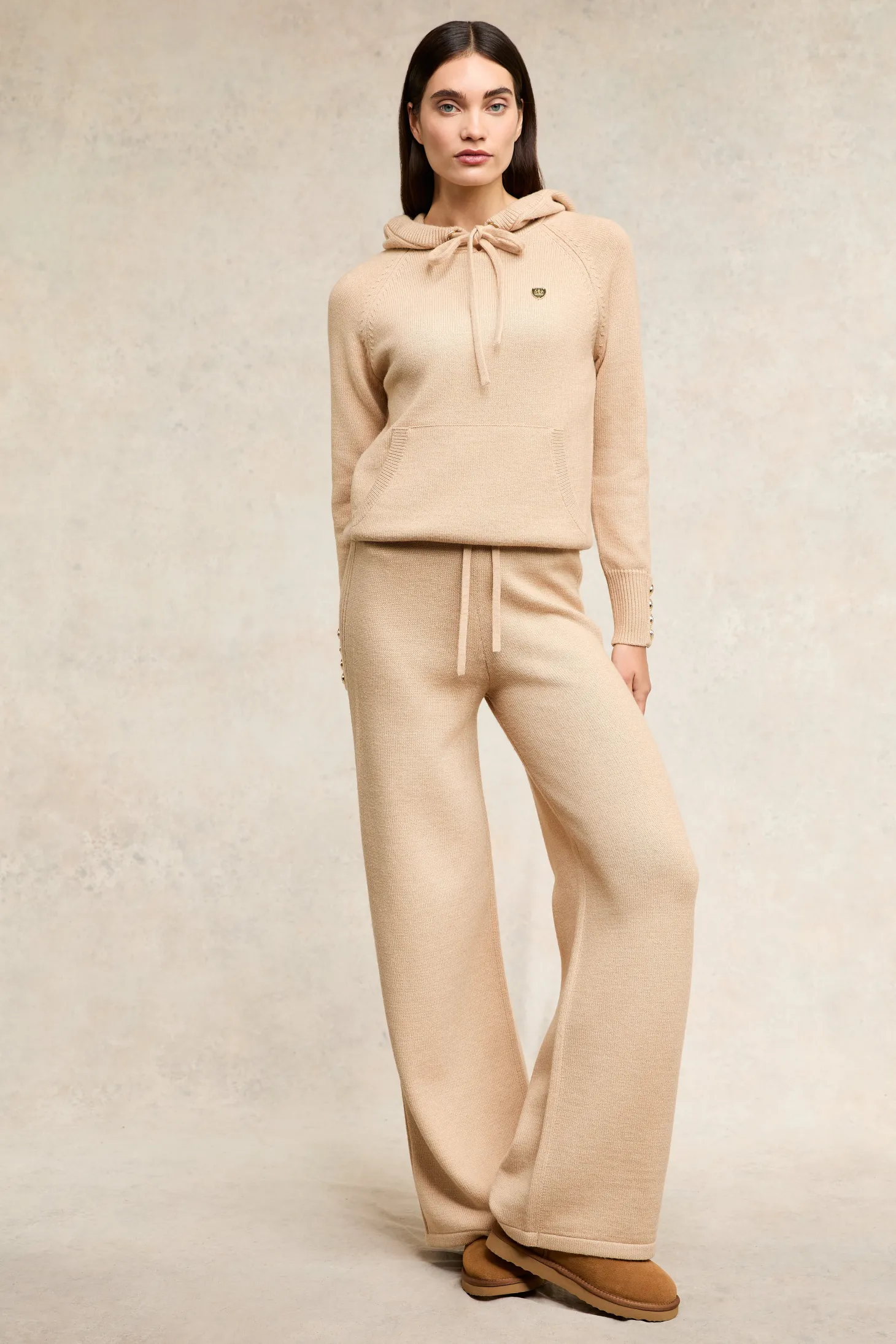 Women Holland Cooper Trousers | Verbier Wide Leg Pant (Light Camel)