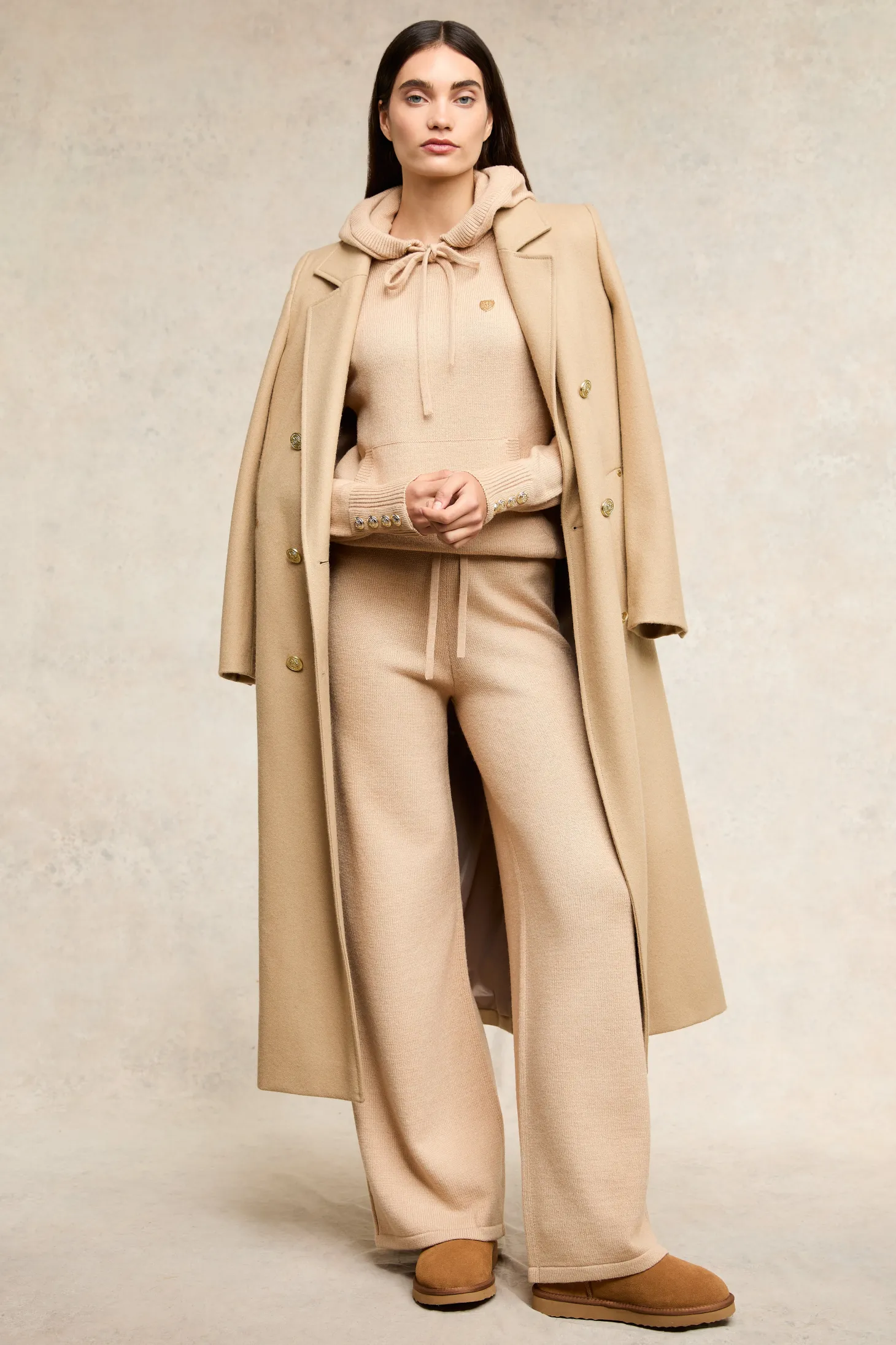 Women Holland Cooper Trousers | Verbier Wide Leg Pant (Light Camel)