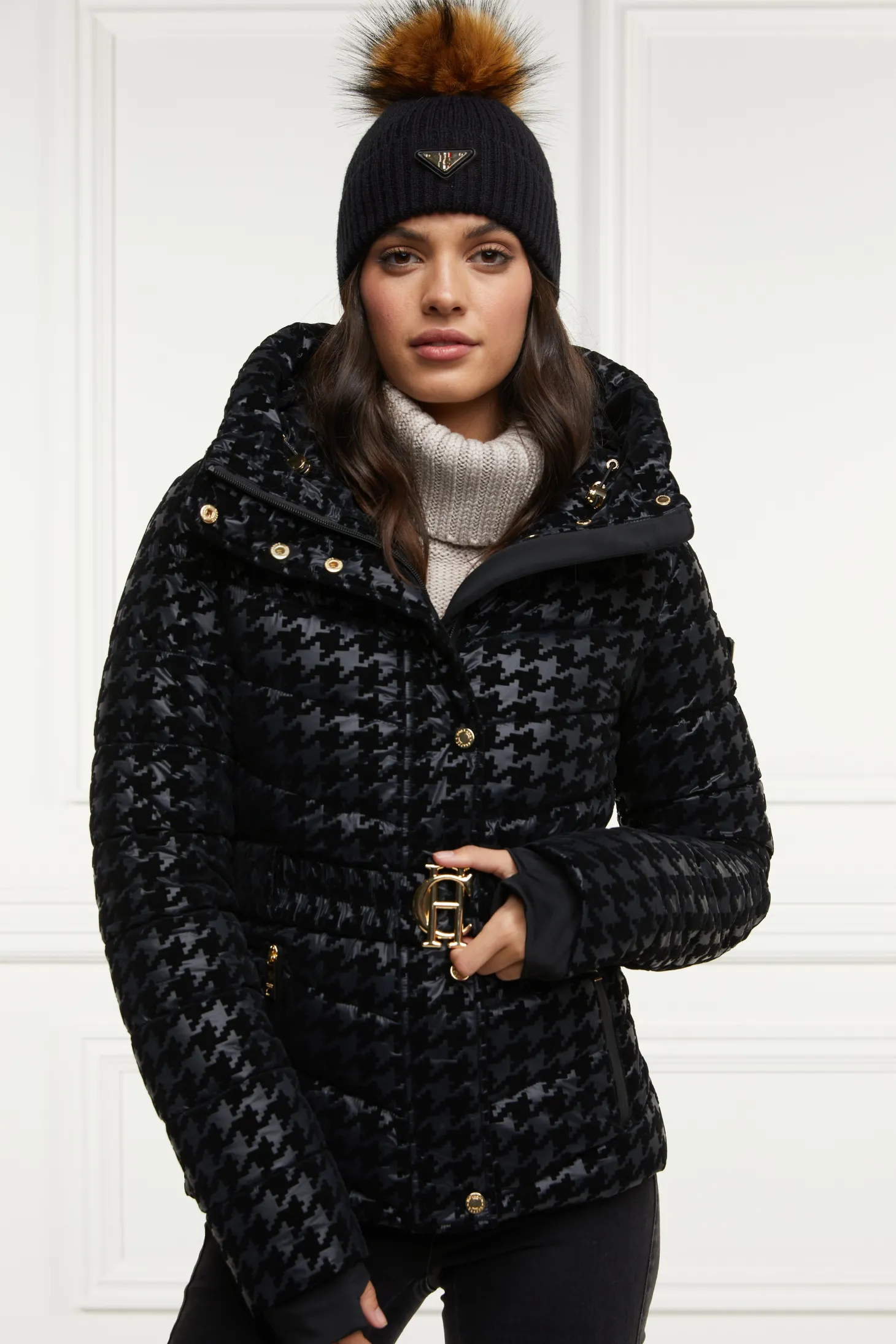 Women Holland Cooper Jackets | Vermont Puffer Jacket (Mono Houndstooth)