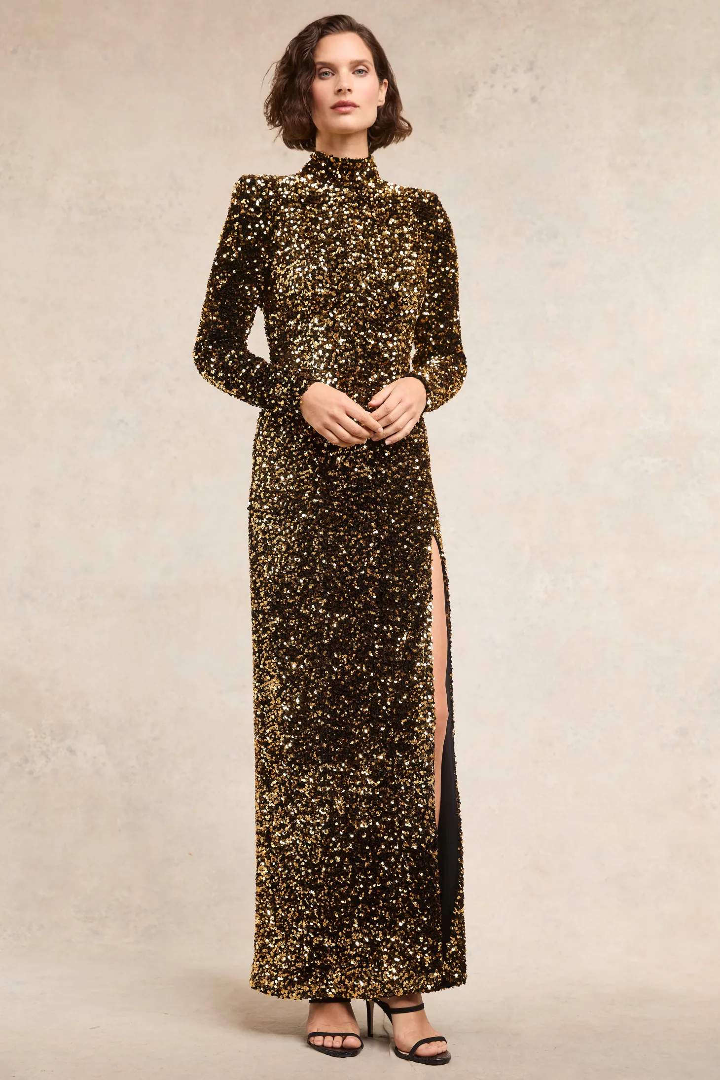 Women Holland Cooper Dresses | Victoria Sequin Maxi Dress (Gold Sequin)