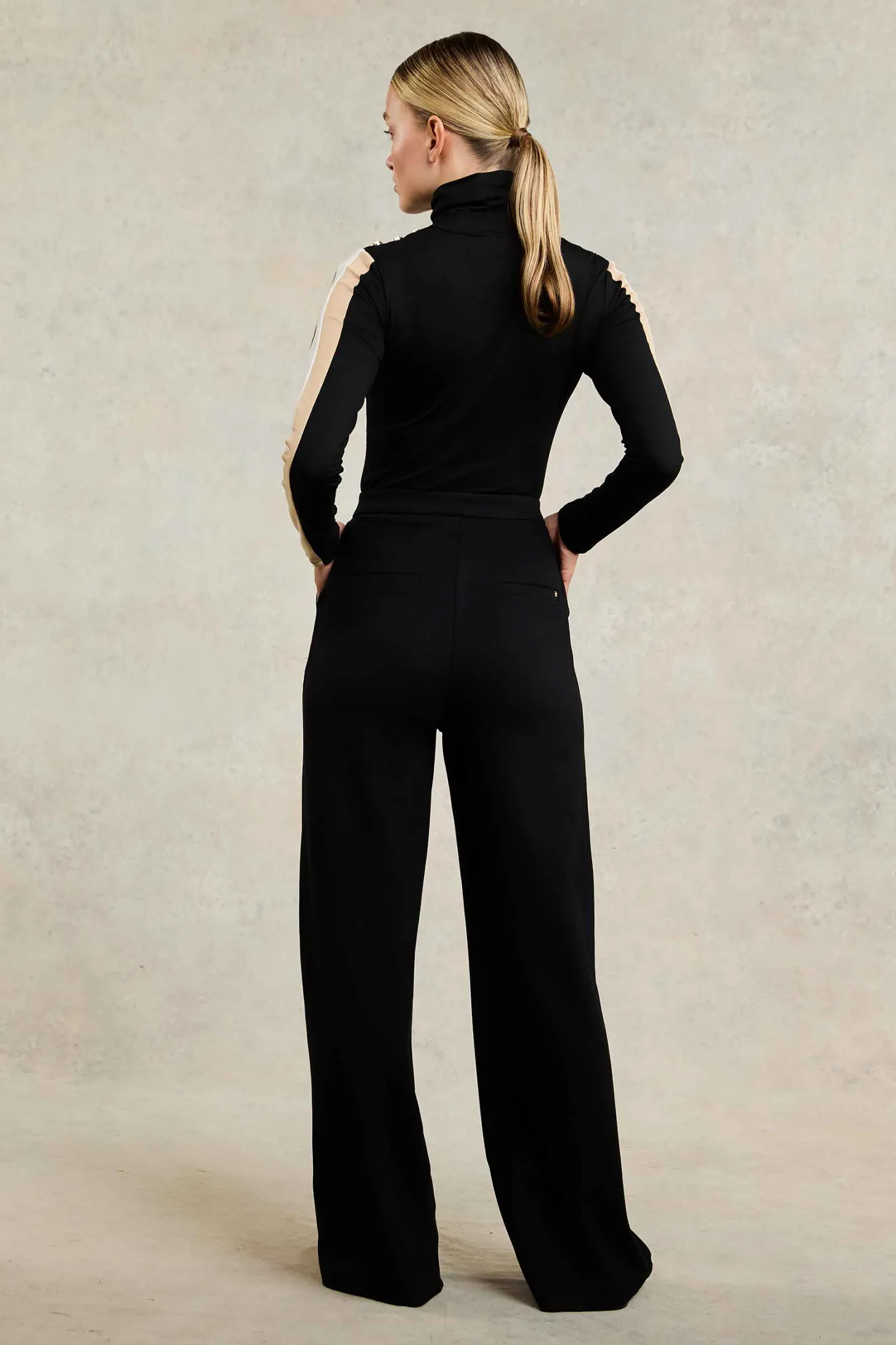 Women Holland Cooper Trousers | Wide Leg Pant (Black Black)