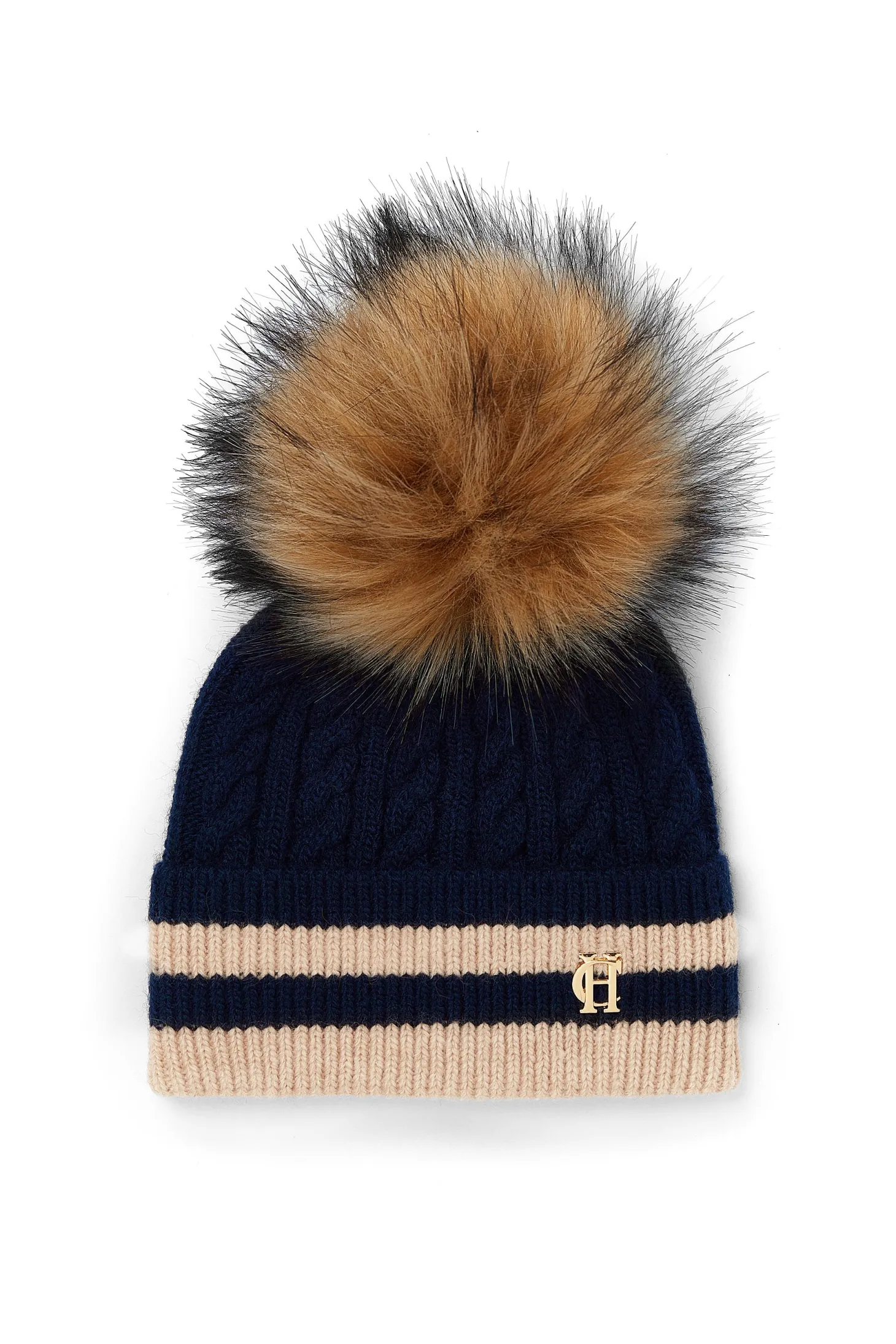 Women Holland Cooper Hats & Headbands | Hats & Headbands | Zoe Bobble Hat (Ink Navy Stripe)