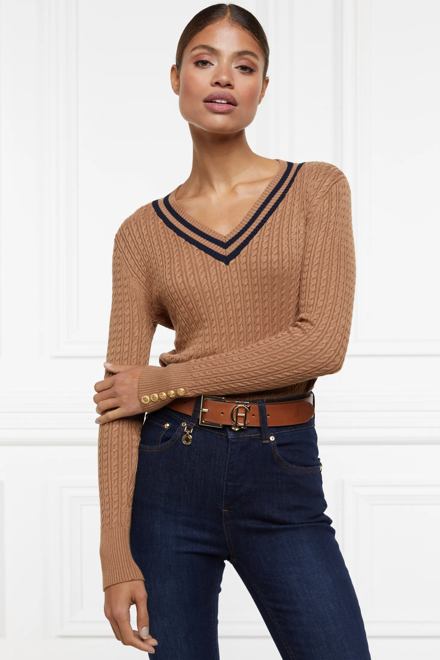 Women Holland Cooper Knitwear | Zoe Knit (Dark Camel Marl)